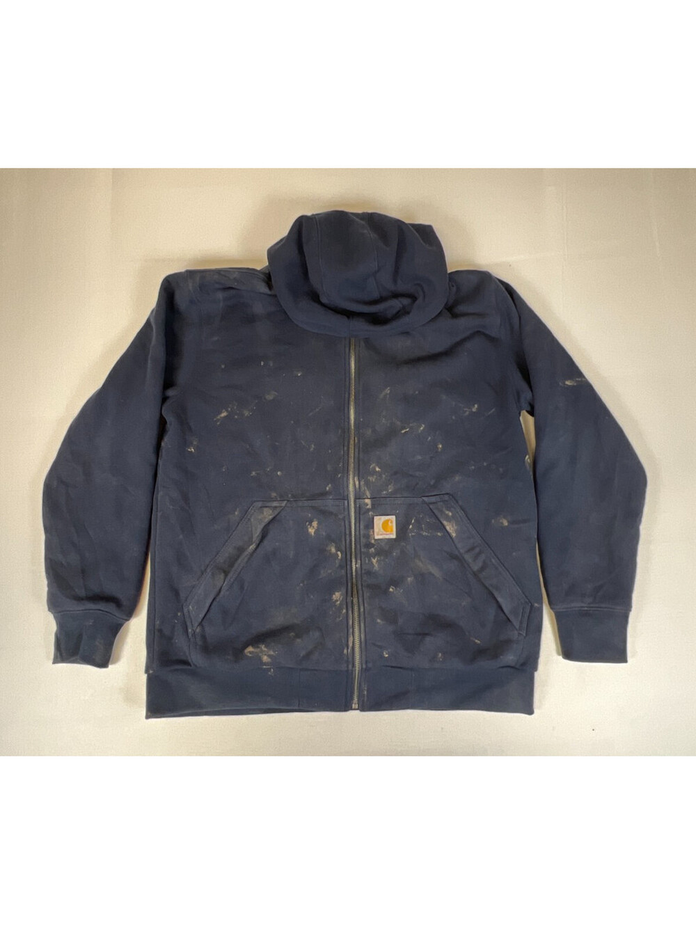 Carhartt Mens M Navy Blue Thermal Lined Loose Fit Full Zip Hooded Sweatshirt